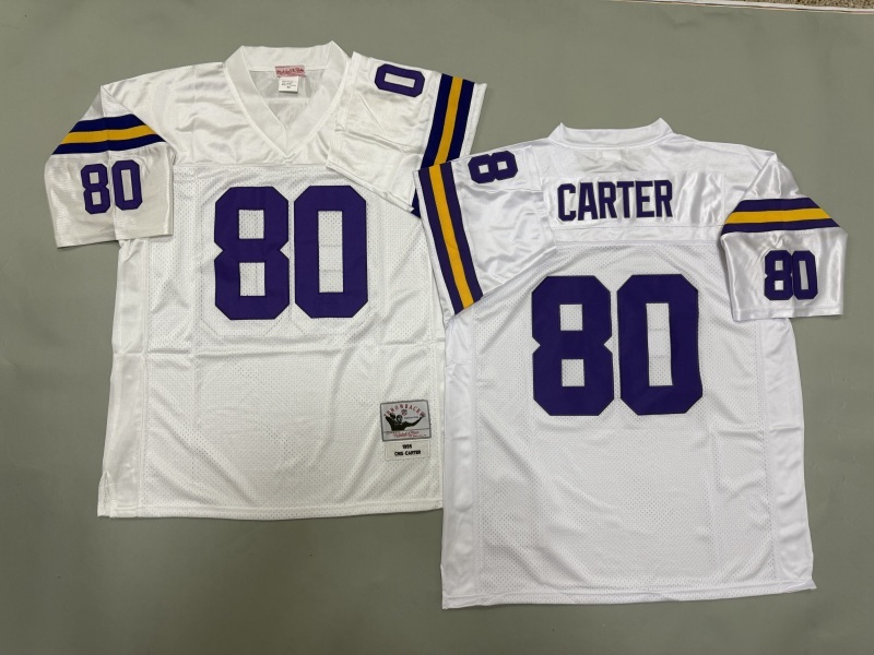 Men 2025 Minnesota Vikings #80 Carter white Throwback Limited NFL Jersey style 001
